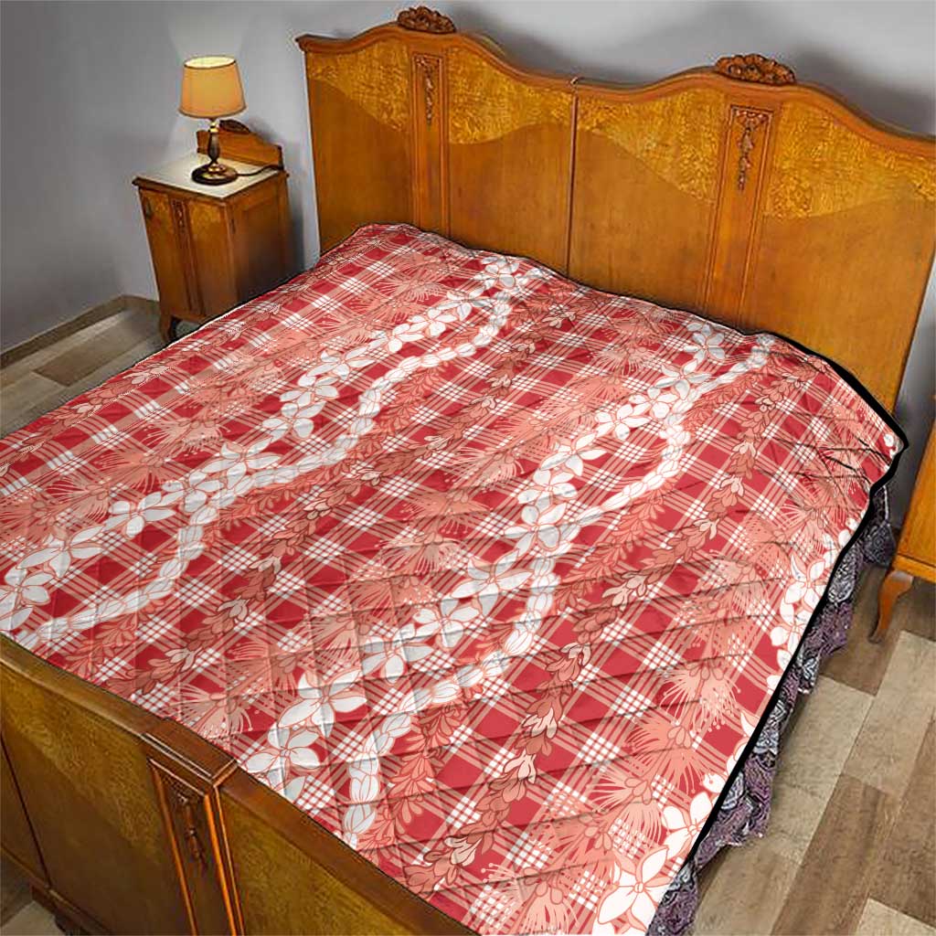 Hawaiian Ohia Lehua Lei Quilt Plaid Palaka Ulaula Pattern - Polynesian Pride