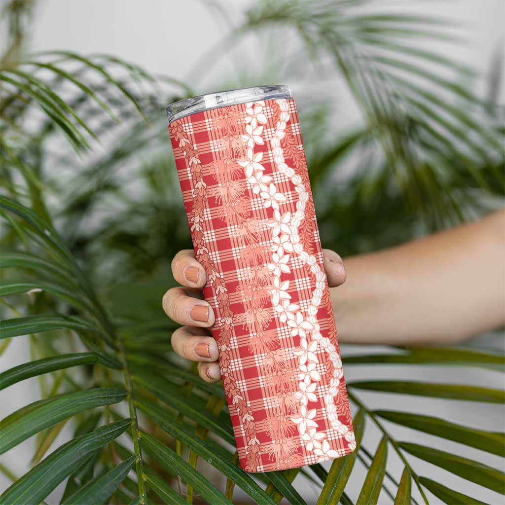 Hawaiian Ohia Lehua Lei Skinny Tumbler Plaid Palaka Ulaula Pattern - undefined