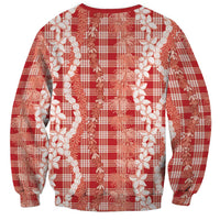 Hawaiian Ohia Lehua Lei Sweatshirt Plaid Palaka Ulaula Pattern - Polynesian Pride