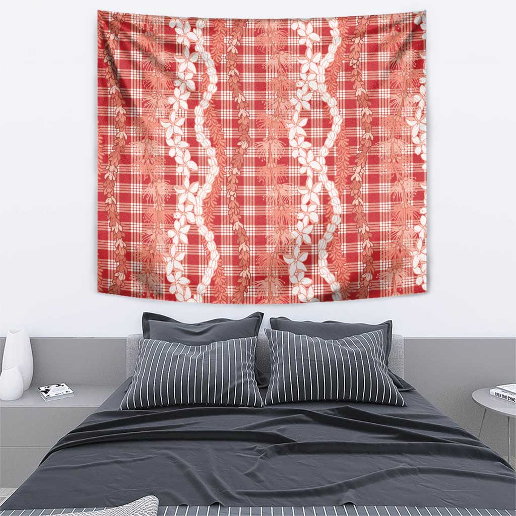 Hawaiian Ohia Lehua Lei Tapestry Plaid Palaka Ulaula Pattern - Polynesian Pride