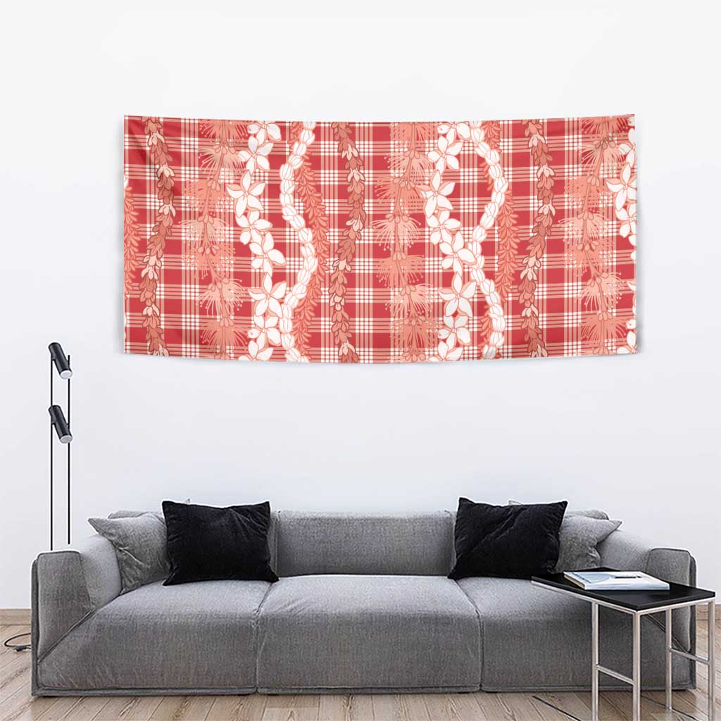 Hawaiian Ohia Lehua Lei Tapestry Plaid Palaka Ulaula Pattern - Polynesian Pride