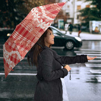 Hawaiian Ohia Lehua Lei Umbrella Plaid Palaka Ulaula Pattern - Polynesian Pride