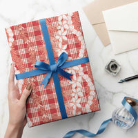 Hawaiian Ohia Lehua Lei Wrapping Paper Plaid Palaka Ulaula Pattern - Polynesian Pride