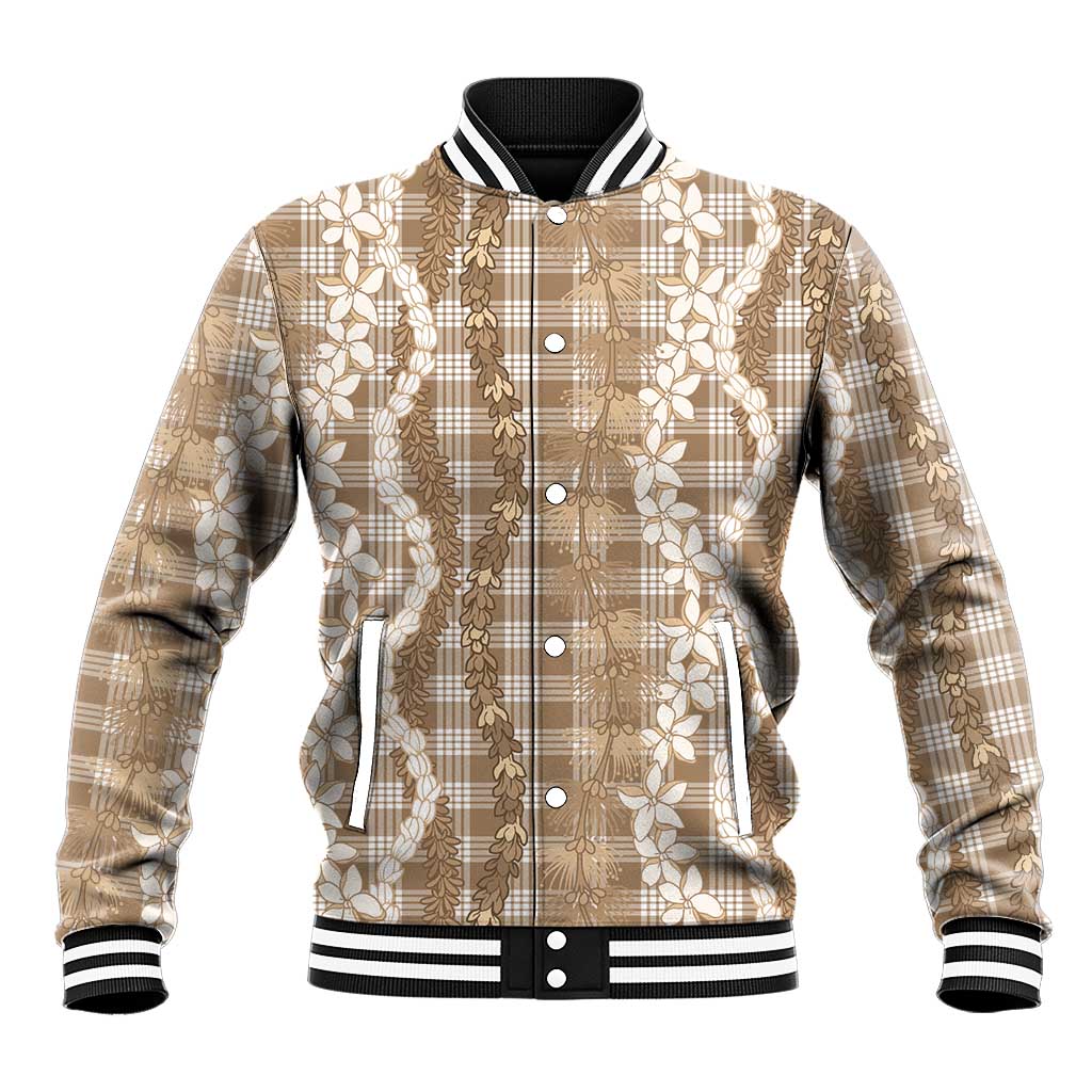 Hawaiian Ohia Lehua Lei Baseball Jacket Plaid Palaka Kalaihaahaa Pattern - Polynesian Pride