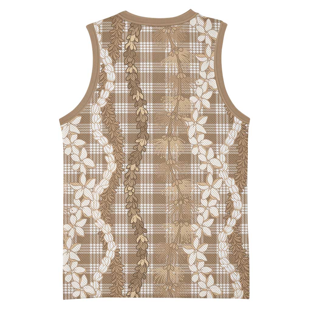 Hawaiian Ohia Lehua Lei Basketball Jersey Plaid Palaka Kalaihaahaa Pattern - Polynesian Pride