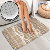 Hawaiian Ohia Lehua Lei Bathroom Set Plaid Palaka Kalaihaahaa Pattern - Polynesian Pride