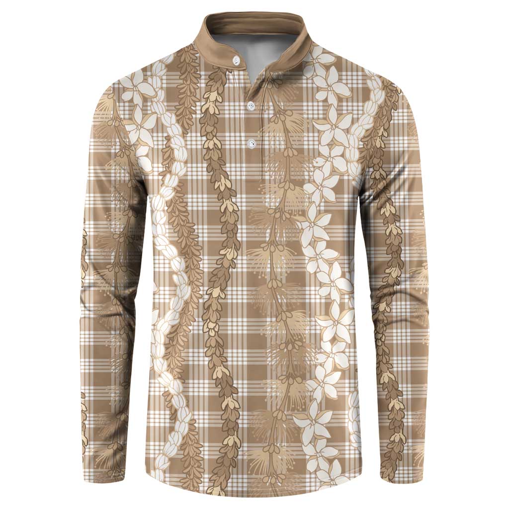 Hawaiian Ohia Lehua Lei Button Sweatshirt Plaid Palaka Kalaihaahaa Pattern - Polynesian Pride