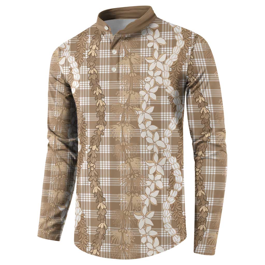 Hawaiian Ohia Lehua Lei Button Sweatshirt Plaid Palaka Kalaihaahaa Pattern - Polynesian Pride