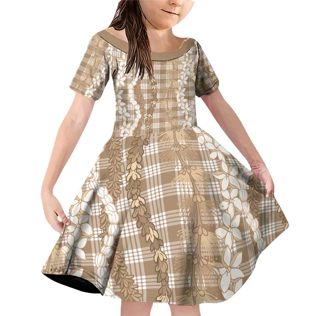 Hawaiian Ohia Lehua Lei Family Matching Off Shoulder Short Dress and Hawaiian Shirt Plaid Palaka Kalaihaahaa Pattern - Polynesian Pride