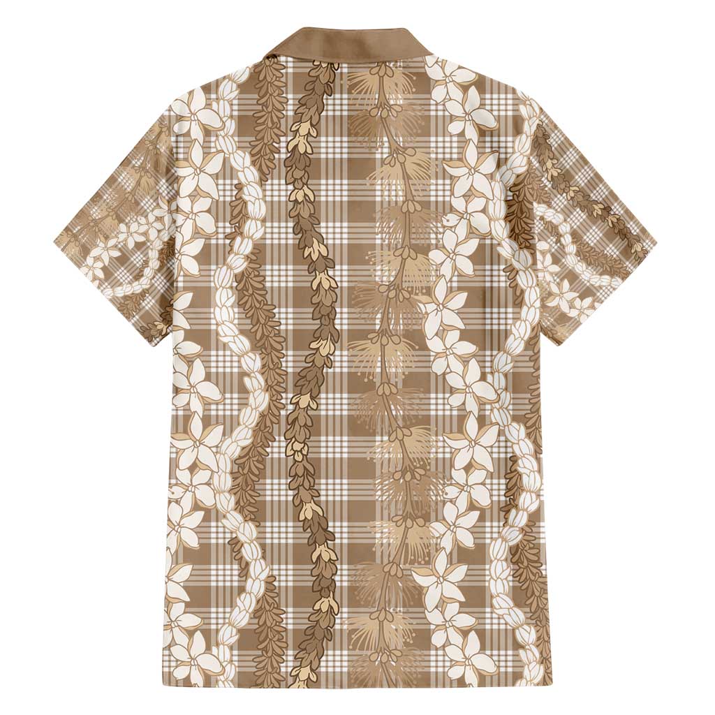 Hawaiian Ohia Lehua Lei Family Matching Off Shoulder Short Dress and Hawaiian Shirt Plaid Palaka Kalaihaahaa Pattern - Polynesian Pride