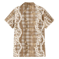 Hawaiian Ohia Lehua Lei Family Matching Short Sleeve Bodycon Dress and Hawaiian Shirt Plaid Palaka Kalaihaahaa Pattern - Polynesian Pride