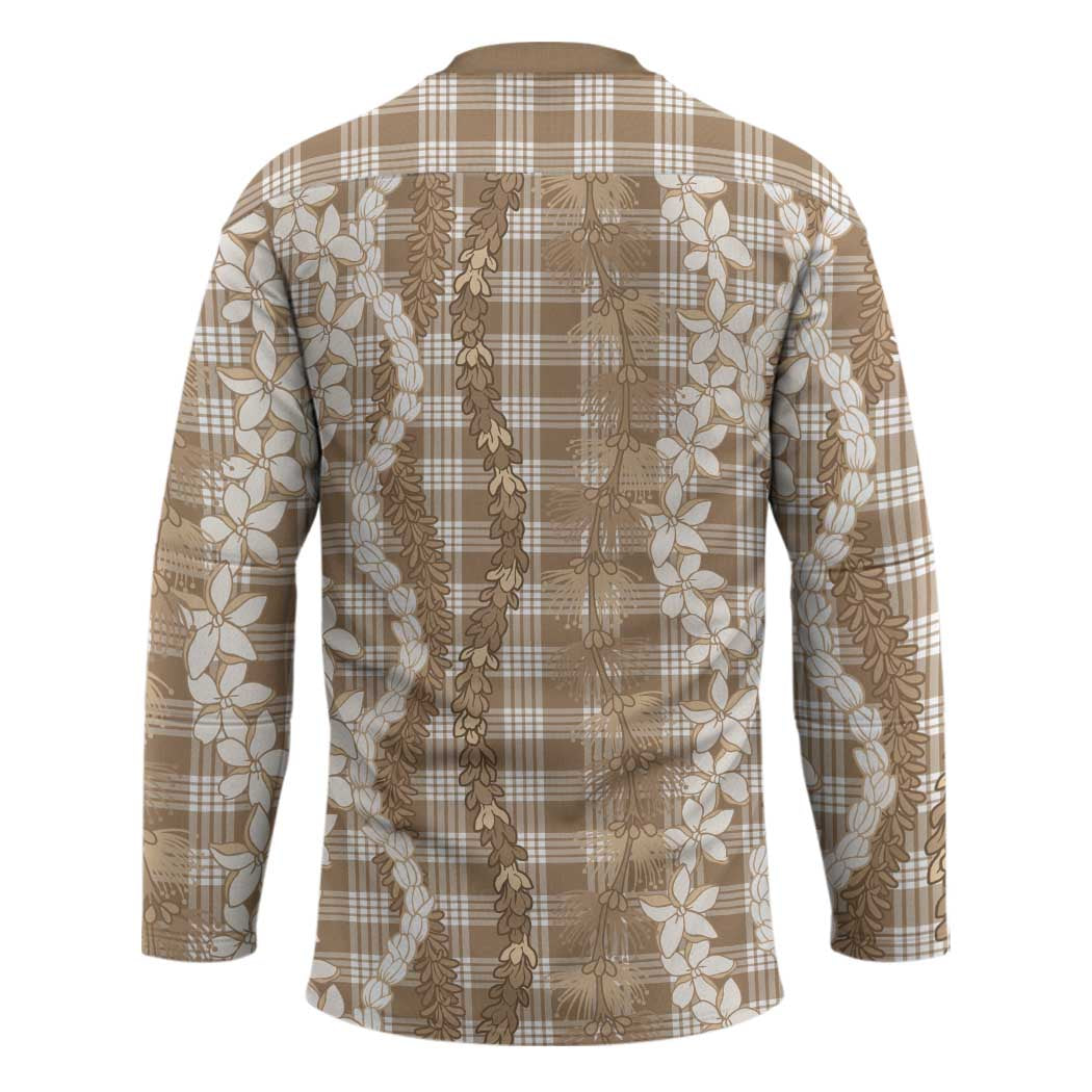 Hawaiian Ohia Lehua Lei Hockey Jersey Plaid Palaka Kalaihaahaa Pattern - Polynesian Pride