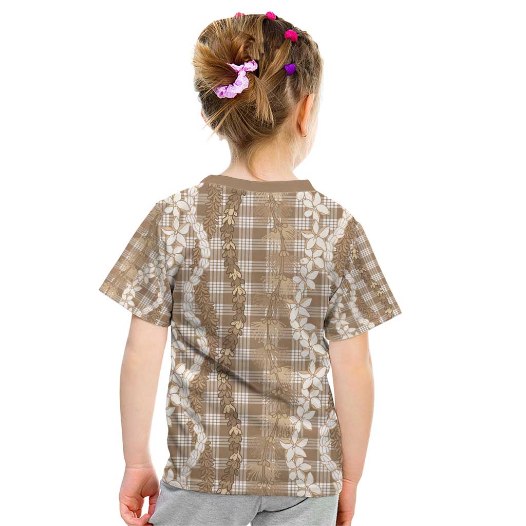 Hawaiian Ohia Lehua Lei Kid T Shirt Plaid Palaka Kalaihaahaa Pattern - Polynesian Pride