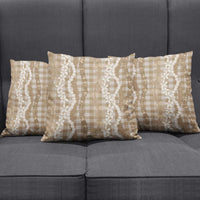 Hawaiian Ohia Lehua Lei Pillow Cover Plaid Palaka Kalaihaahaa Pattern - Polynesian Pride