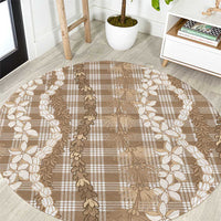 Hawaiian Ohia Lehua Lei Round Carpet Plaid Palaka Kalaihaahaa Pattern - Polynesian Pride