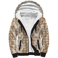 Hawaiian Ohia Lehua Lei Sherpa Hoodie Plaid Palaka Kalaihaahaa Pattern - Polynesian Pride