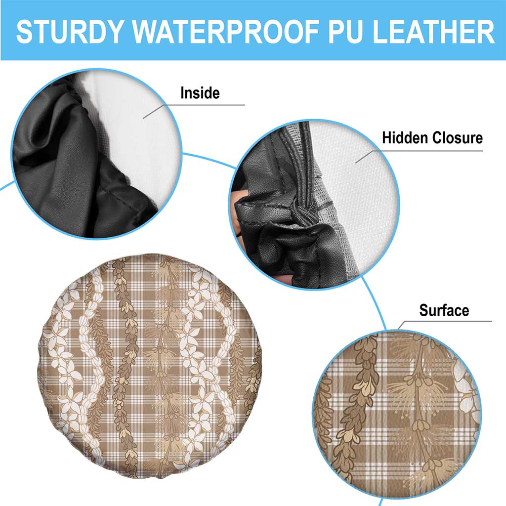 Hawaiian Ohia Lehua Lei Spare Tire Cover Plaid Palaka Kalaihaahaa Pattern - Polynesian Pride