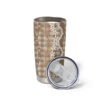 Hawaiian Ohia Lehua Lei Tumbler Cup Plaid Palaka Kalaihaahaa Pattern - Polynesian Pride