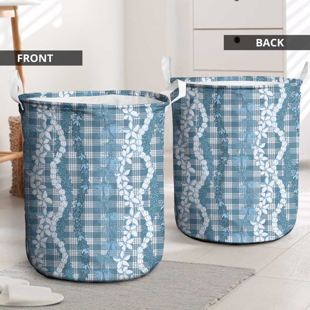 Hawaiian Ohia Lehua Lei Laundry Basket Plaid Palaka Uliuli Omaomao Pattern - Polynesian Pride