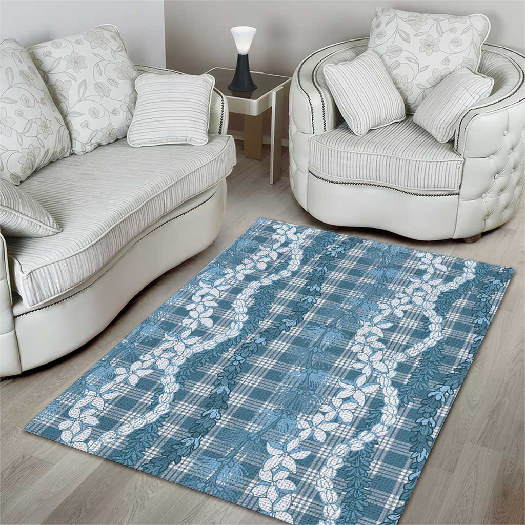 Hawaiian Ohia Lehua Lei Area Rug Plaid Palaka Uliuli Omaomao Pattern - Polynesian Pride