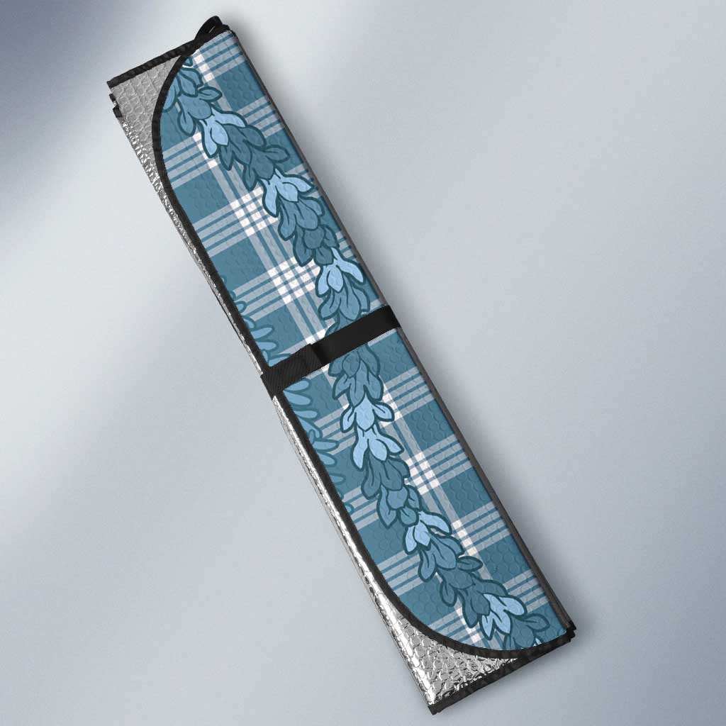Hawaiian Ohia Lehua Lei Auto Sun Shade Plaid Palaka Uliuli Omaomao Pattern - Polynesian Pride