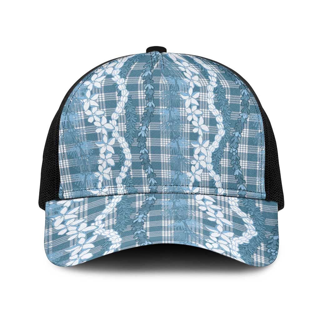 Hawaiian Ohia Lehua Lei Baseball Net Cap Plaid Palaka Uliuli Omaomao Pattern - Polynesian Pride