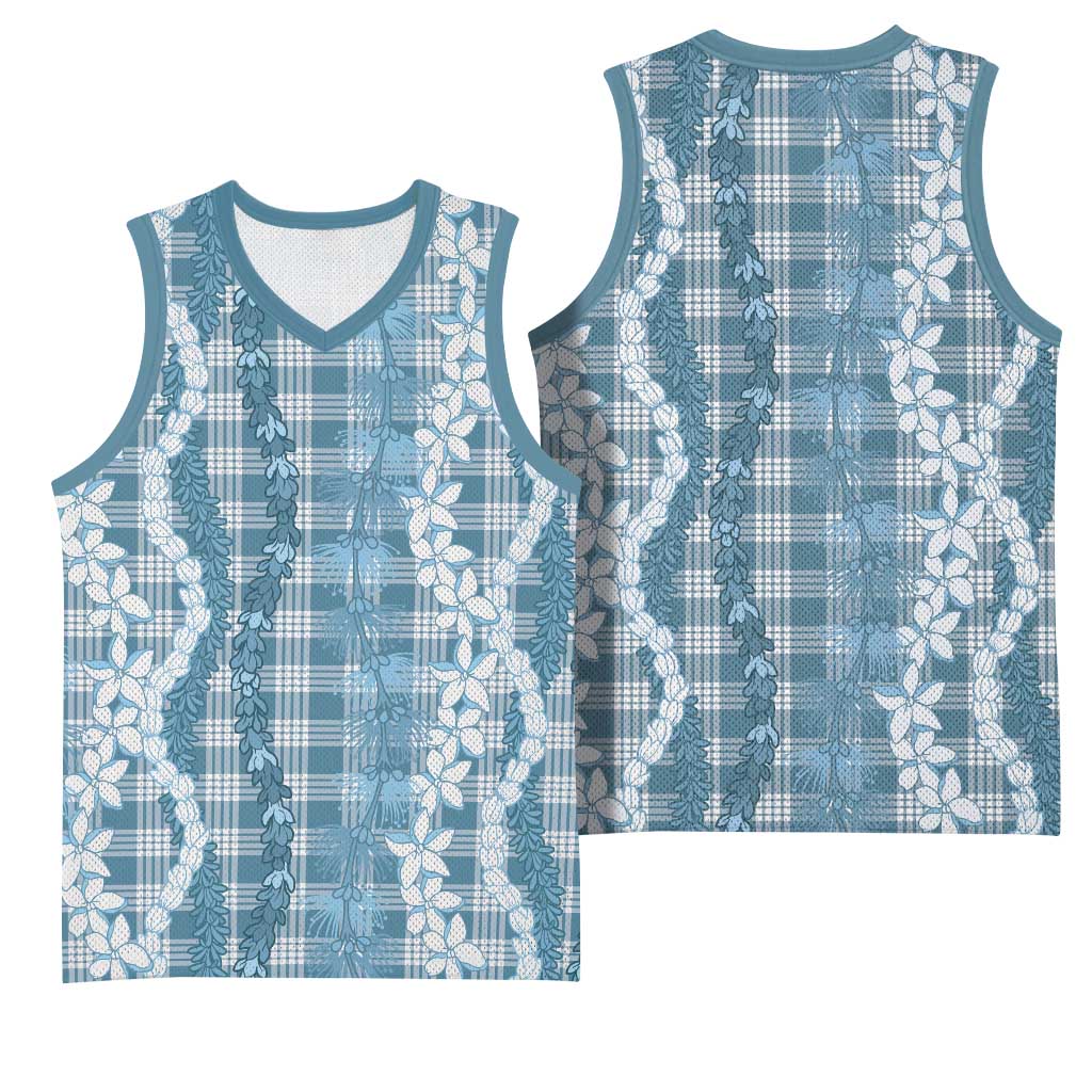 Hawaiian Ohia Lehua Lei Basketball Jersey Plaid Palaka Uliuli Omaomao Pattern - Polynesian Pride