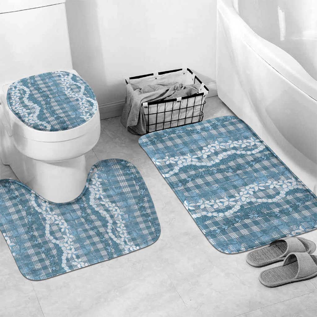 Hawaiian Ohia Lehua Lei Bathroom Set Plaid Palaka Uliuli Omaomao Pattern - Polynesian Pride