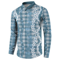 Hawaiian Ohia Lehua Lei Button Sweatshirt Plaid Palaka Uliuli Omaomao Pattern - Polynesian Pride