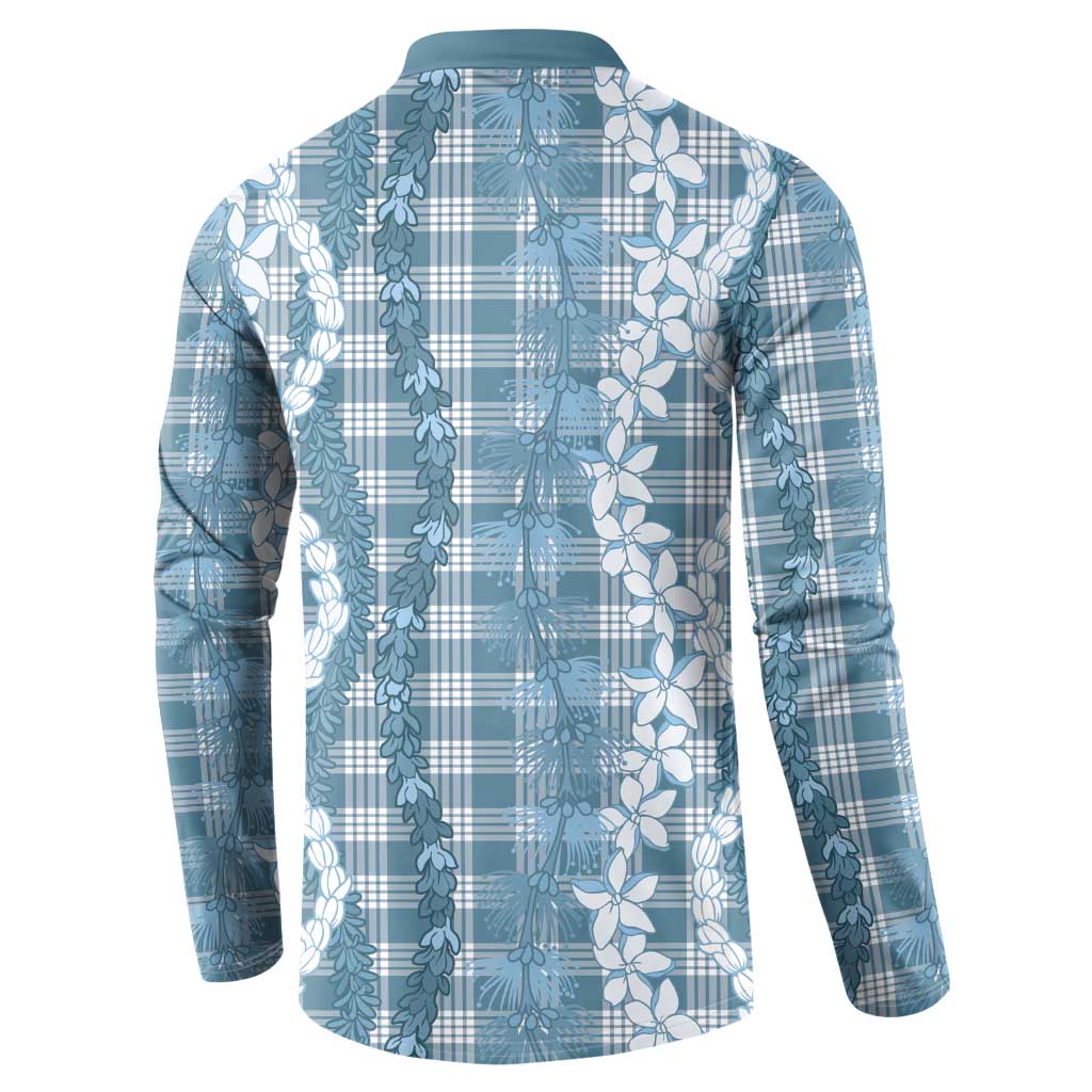 Hawaiian Ohia Lehua Lei Button Sweatshirt Plaid Palaka Uliuli Omaomao Pattern - Polynesian Pride