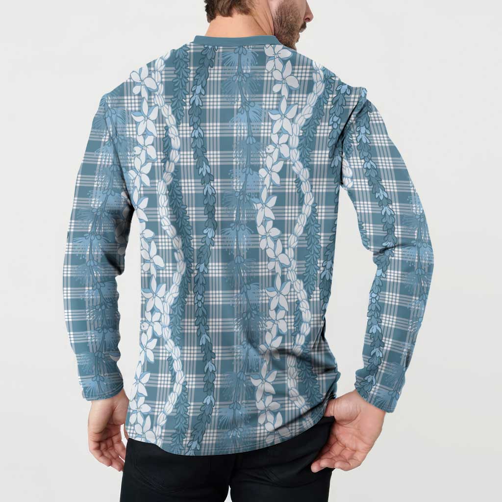 Hawaiian Ohia Lehua Lei Button Sweatshirt Plaid Palaka Uliuli Omaomao Pattern - Polynesian Pride