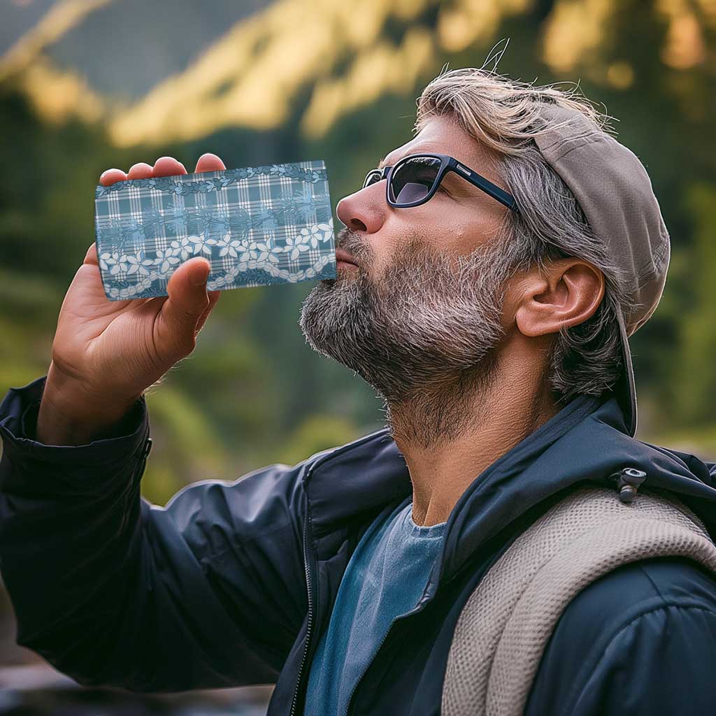 Hawaiian Ohia Lehua Lei 4 in 1 Can Cooler Tumbler Plaid Palaka Uliuli Omaomao Pattern - Polynesian Pride