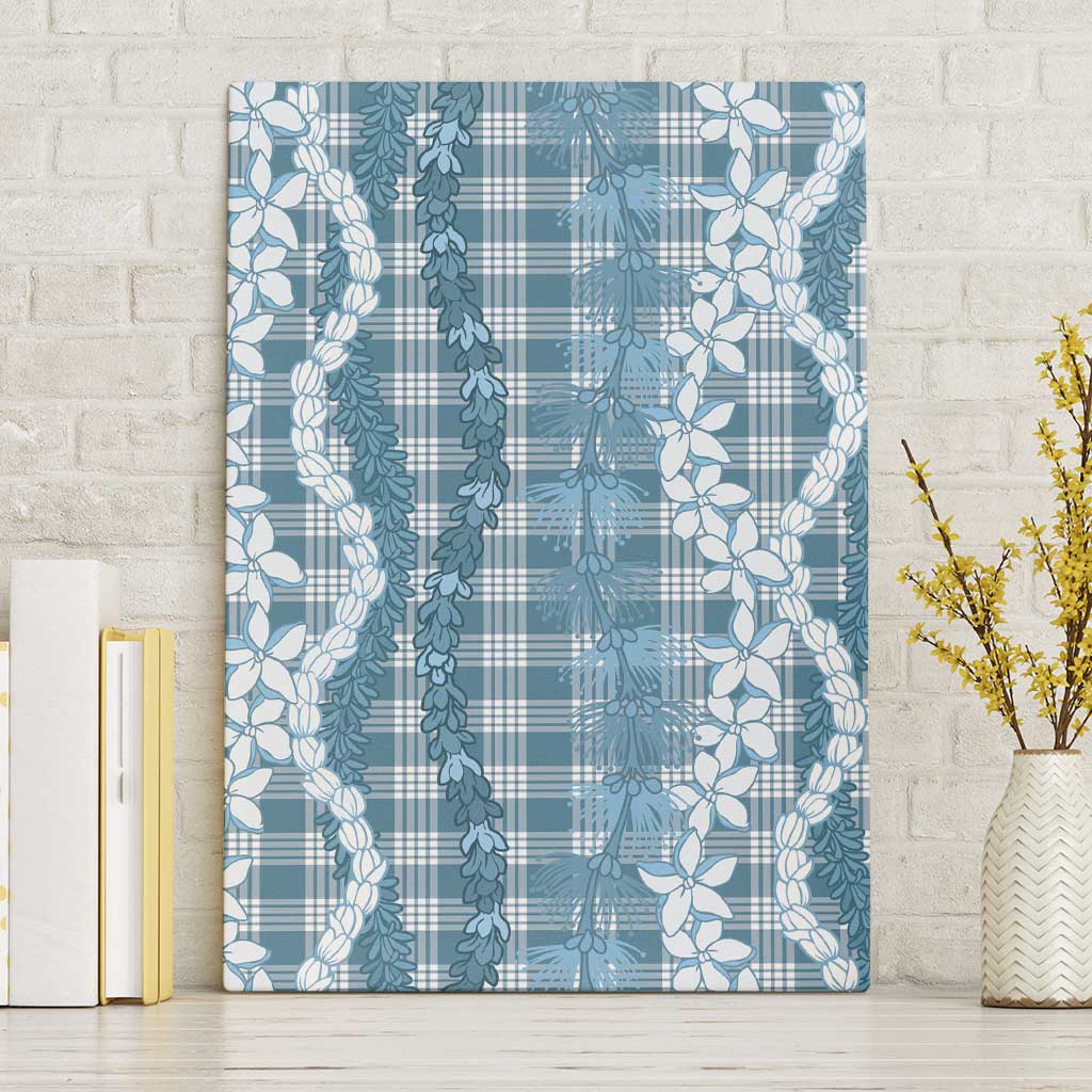 Hawaiian Ohia Lehua Lei Canvas Wall Art Plaid Palaka Uliuli Omaomao Pattern - Polynesian Pride