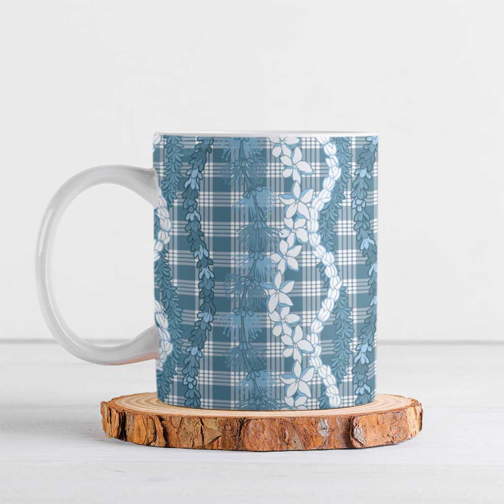 Hawaiian Ohia Lehua Lei Ceramic Mug Plaid Palaka Uliuli Omaomao Pattern - Polynesian Pride