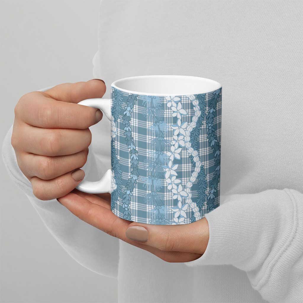 Hawaiian Ohia Lehua Lei Ceramic Mug Plaid Palaka Uliuli Omaomao Pattern - Polynesian Pride