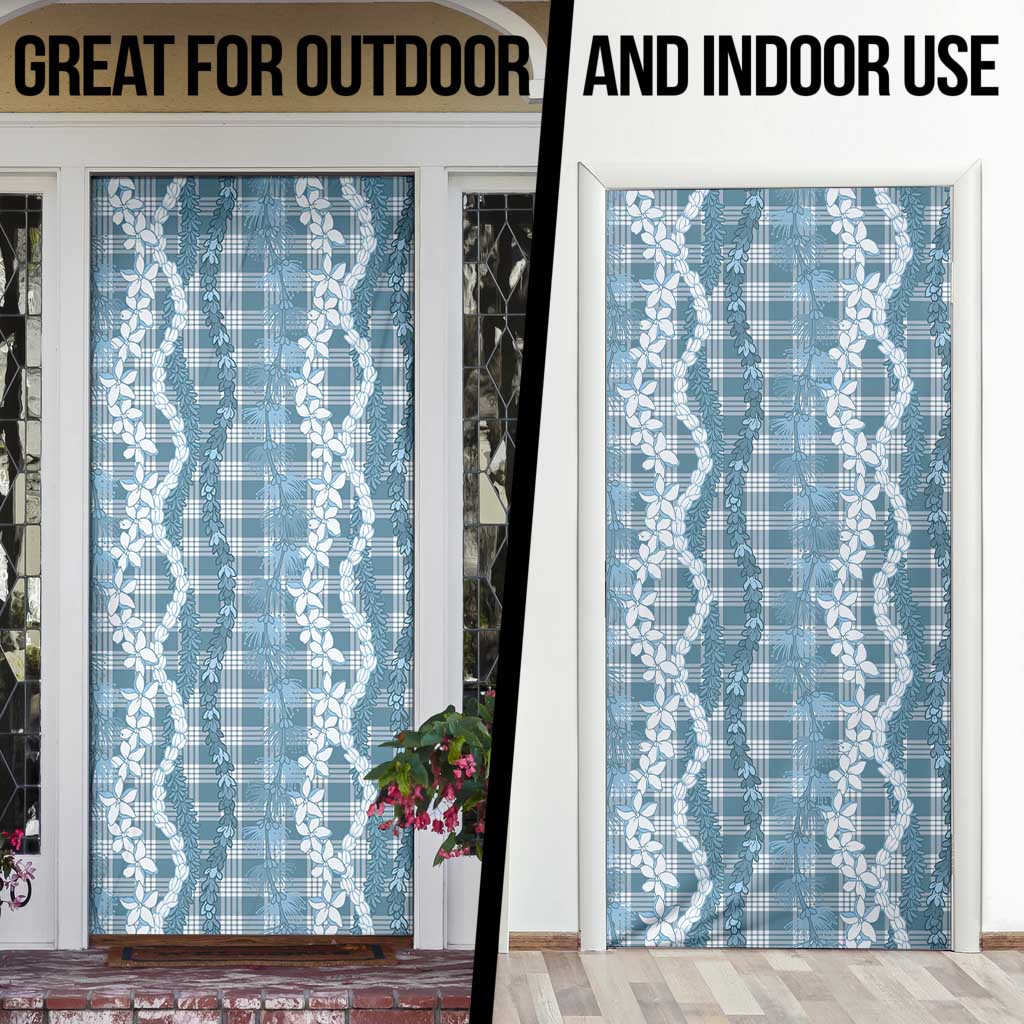 Hawaiian Ohia Lehua Lei Door Cover Plaid Palaka Uliuli Omaomao Pattern - Polynesian Pride