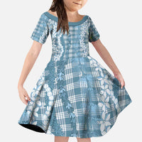 Hawaiian Ohia Lehua Lei Family Matching Off Shoulder Maxi Dress and Hawaiian Shirt Plaid Palaka Uliuli Omaomao Pattern - Polynesian Pride