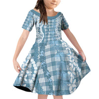 Hawaiian Ohia Lehua Lei Family Matching Off Shoulder Short Dress and Hawaiian Shirt Plaid Palaka Uliuli Omaomao Pattern - Polynesian Pride