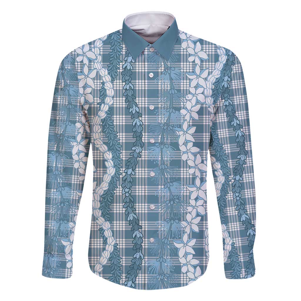 Hawaiian Ohia Lehua Lei Family Matching Off Shoulder Short Dress and Hawaiian Shirt Plaid Palaka Uliuli Omaomao Pattern - Polynesian Pride