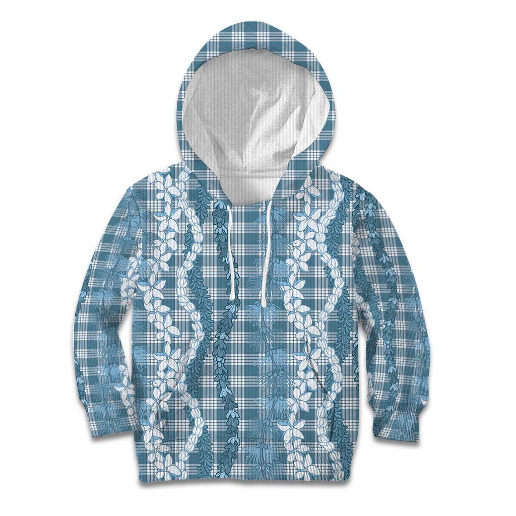 Hawaiian Ohia Lehua Lei Kid Hoodie Plaid Palaka Uliuli Omaomao Pattern - Polynesian Pride