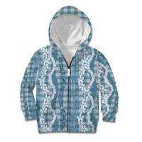 Hawaiian Ohia Lehua Lei Kid Hoodie Plaid Palaka Uliuli Omaomao Pattern - Polynesian Pride