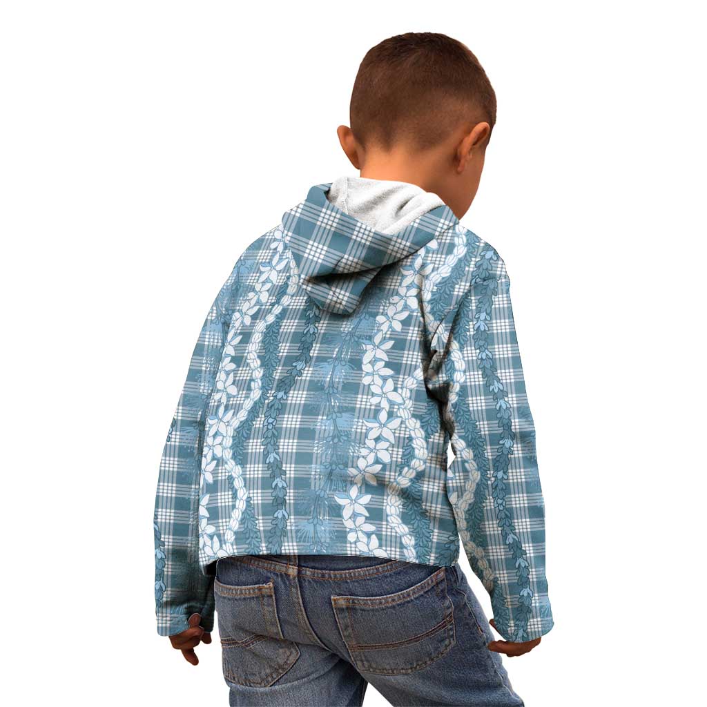 Hawaiian Ohia Lehua Lei Kid Hoodie Plaid Palaka Uliuli Omaomao Pattern - Polynesian Pride