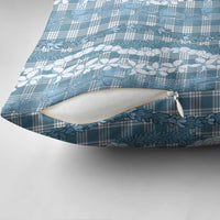 Hawaiian Ohia Lehua Lei Pillow Cover Plaid Palaka Uliuli Omaomao Pattern - Polynesian Pride