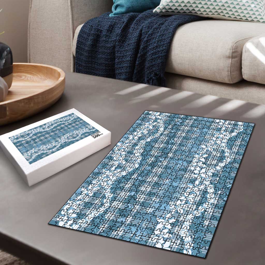 Hawaiian Ohia Lehua Lei Puzzle Plaid Palaka Uliuli Omaomao Pattern - Polynesian Pride