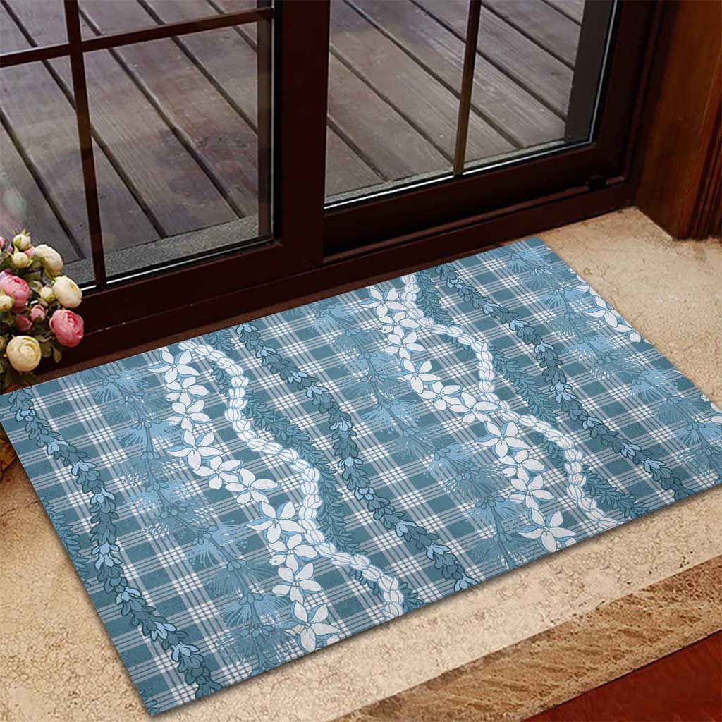 Hawaiian Ohia Lehua Lei Rubber Doormat Plaid Palaka Uliuli Omaomao Pattern - Polynesian Pride