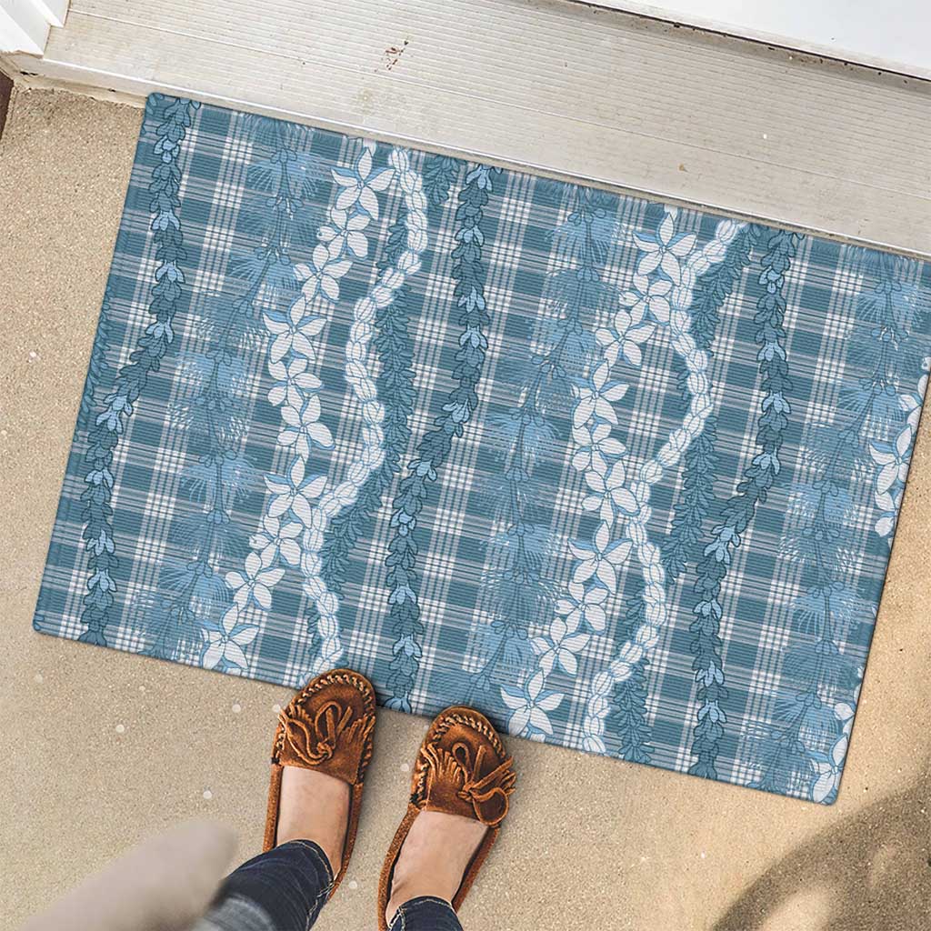 Hawaiian Ohia Lehua Lei Rubber Doormat Plaid Palaka Uliuli Omaomao Pattern - Polynesian Pride