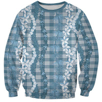 Hawaiian Ohia Lehua Lei Sweatshirt Plaid Palaka Uliuli Omaomao Pattern - Polynesian Pride
