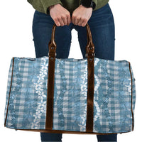 Hawaiian Ohia Lehua Lei Travel Bag Plaid Palaka Uliuli Omaomao Pattern - Polynesian Pride