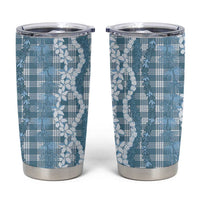 Hawaiian Ohia Lehua Lei Tumbler Cup Plaid Palaka Uliuli Omaomao Pattern - Polynesian Pride