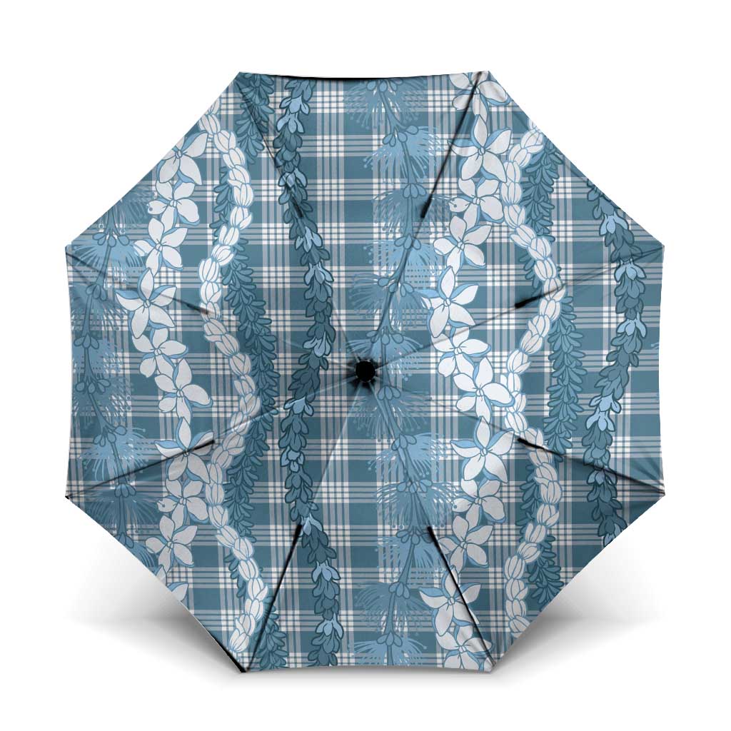 Hawaiian Ohia Lehua Lei Umbrella Plaid Palaka Uliuli Omaomao Pattern - Polynesian Pride
